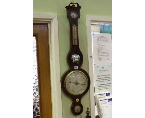 Antique mahogany and satinwood banded banjo barometer