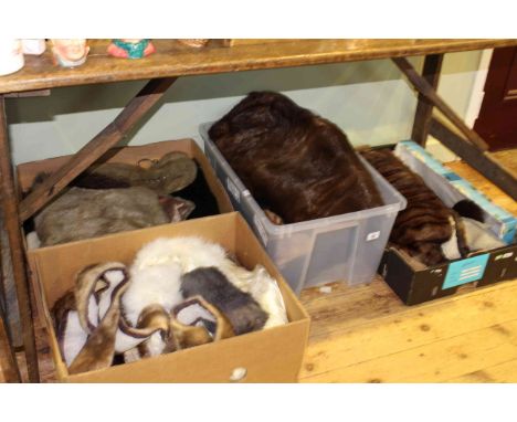 Four boxes of vintage furs and clothing