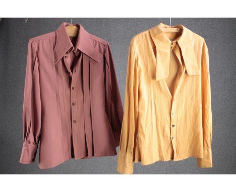 Two vintage bespoke made shirts with statement collars, (to fit chest 38'' approx). 