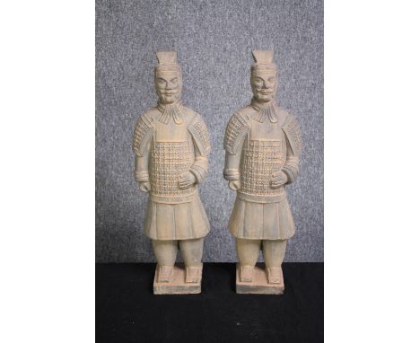 Terracotta army. Two figures. H.48cm. (each) 