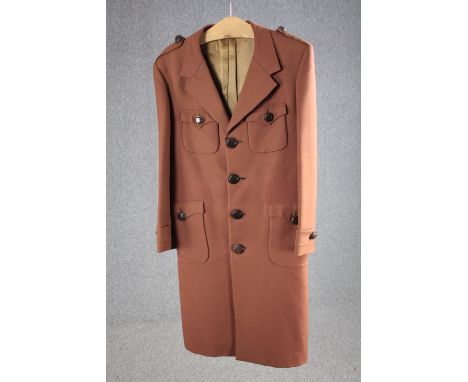 A vintage tailor made silk mix overcoat with maker's label, (to fit chest 38'' approx). 