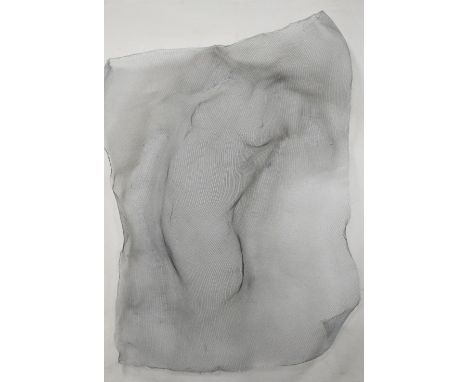 Lindsey Keeling (British contemporary) sculpted metal mesh artwork 'Dancer II' depicting a nude female torso, mounted to larg