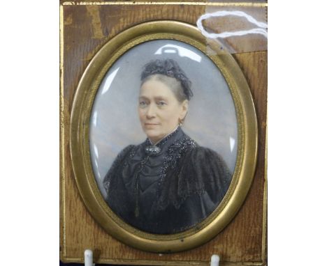Aloys L. Eckhardt (German 1845-1906), oval miniature portrait of a lady, signed, 8.5 x 6cm