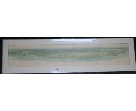 W.L. Wyllie, coloured print of Portsmouth and Southsea, 18 x 97cm