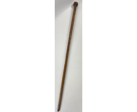 A rather fine WWl carved walking stick 90cm longApprox 1 pieces