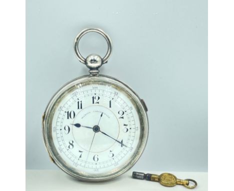 A MARINE CHRONOGRAPH WATCH with key, hallmarked Chester 1885, face measures 6.50cm, gross weight 170gApprox 1 pieces