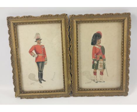 Two vintage watercolours by FE WALLIS of military gentlemen, frame size 24x16.5cmApprox 2 pieces