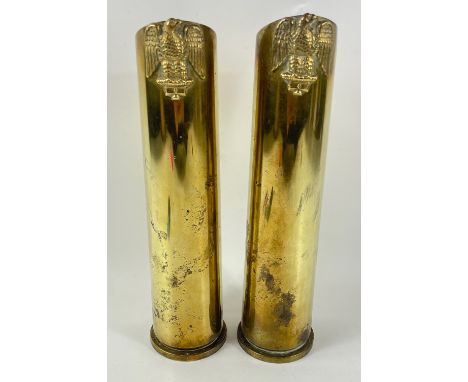 Two trench art shells with 8th Hussars badgesApprox 2 pieces