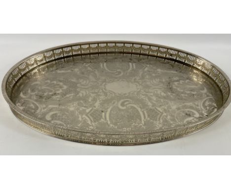 A HASELER AND RESTALL silver plate over copper galleried tray (38.5cm)Approx 1 pieces