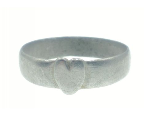 UNIQUE -A small LOVEHEART ring fashioned from a piece of WORLD WAR ONE aircraft - no provenance but came from a good family's