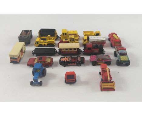 A small collection of mainly MATCHBOX die-cast toy vehicles in PLAYWORN CONDITION(no boxes) to include a Lesney Rover 3500(19