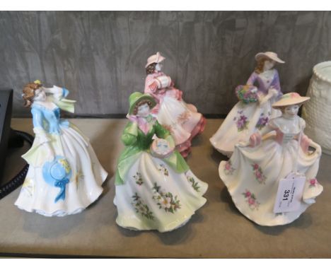 Five Royal Worcester limited edition figurines: Sweet Aster, Sweet Violet, Sweet Holly, Sweet Daffodil and Sweet Rose