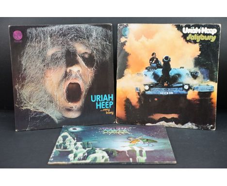 Vinyl - 3 Uriah Heep 1st pressing LPs, 2 on the swirl Vertigo label to include: ...Very 'Eavy Very 'Umble… (6360 006, large s