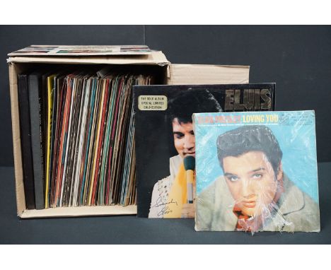 Vinyl - 60 Elvis Presley LPs and 2 box sets to include foreign pressings, coloured vinyl and private pressings. Vg overall