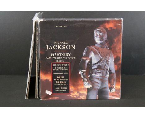 Vinyl - 4 Michael Jackson LPs and 1 12" to include History (3LP with booklet), Dangerous, Thriller, Off The Wall, Bad (12"). 