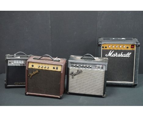 Guitar Amps - 4 electric guitar practice amps to include a Marshall 5005 Lead 12, Fender Frontman 15G, Jim Harley Max Ten, El