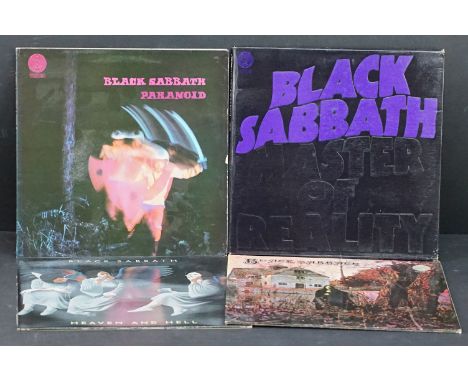 Vinyl - 4 Black Sabbath LPs to include Master Of Reality (embossed boxed sleeve, vertigo swirl inner), Paranoid (French press