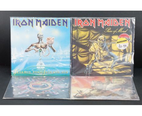 Vinyl - 4 Heavy Metal / Rock albums to include: Iron Maiden – Piece Of Mind (EMI - EMA 800, A2 / B2 matrices with merchandise