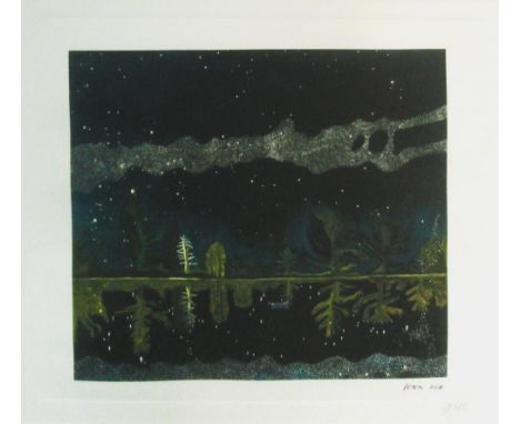 PETER DOIG (Scottish, b. 1959), 'Night', lithograph in colours, 26cm x 34cm, signed in the stone, blindstamped and framed, nu