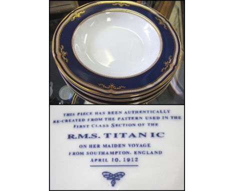 'TITANIC' DINNER SERVICE, twelve place setting recreated from the pattern used in the first class section of the RMS Titanic 