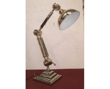 DESK LAMP, of large proportions, in chromed metal finish, 91cm H.