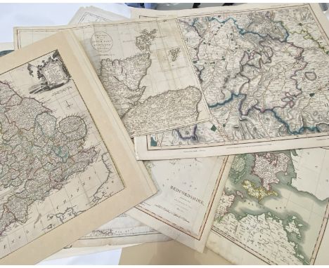 A large collection of 17th and 18thc maps of counties and boroughs in Scotland and England including a map after J Carey, a n