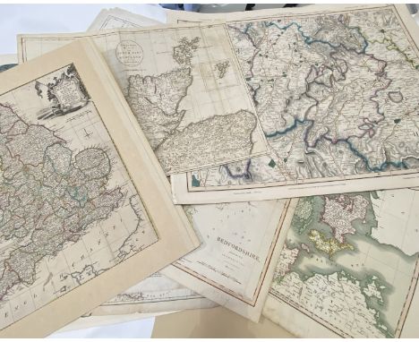 A large collection of 17th and 18thc maps of counties and boroughs in Scotland and England including a map after J Carey, a n