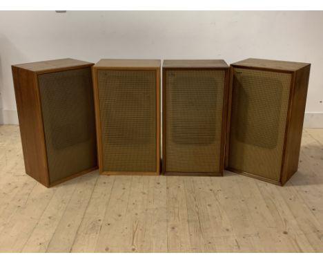 A J.E.Sugden stereo tuner and stereo amplifier, (W70cm) together with two pairs of B &amp; W DM3 speakers, moving on plinth b