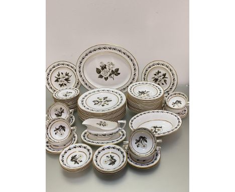 A Royal Worcester Bermina dinner service, an oval ashet, thirteen dinner plates, thirteen dessert bowls, seventeen side plate