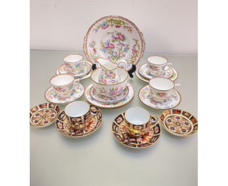 A Minton's china India Tree style pattern fifteen-piece tea service, one cup with hairline crack, complete with milk jug, sug