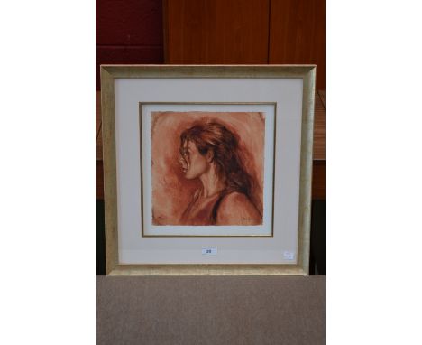 Mark Spain, after, Portrait Of A Young Woman, framed Planographic print, 51cm x 53cm
