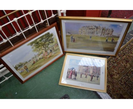 Pictures and Prints - Robert Wade, Hesitation at St Andrews, print, 48.5cm x 67.5cm; Douglas E. West, Sunday Cricket, print, 