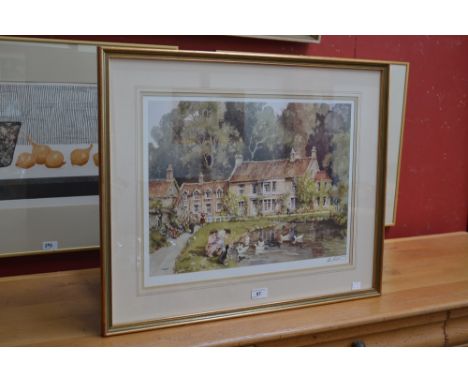 E R Sturgeon, by and after, Thornton Dale, signed, colour print, 37cm x 49cm