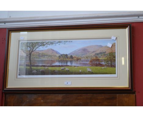 K Melling, after,
Grasmere From Dale End,
signed Planographic print, 39cm x 77cm