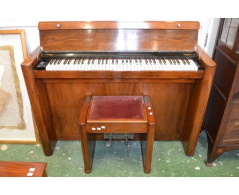 An Art Deco Eavestaff pianette, Minipiano, registered trade mark, with matching piano stool
