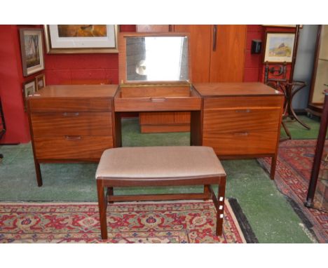 A retro teak dressing table and matching stool