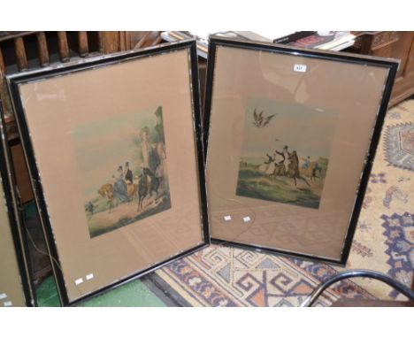 R G Reeve, by, F C Turner sfter, a set of four Sporting engravings, Hawking, The Fatal Stoop, Disgorging, Dedicated to His Gr