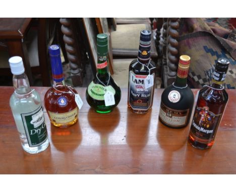 Wines and Spirits - Corvoisier Cognac, 70cl, 40%; Lambs Navy Rum,  750ml, 40%; Cusenier Creme de Menthe, 70cl, 20%; etc. (6)