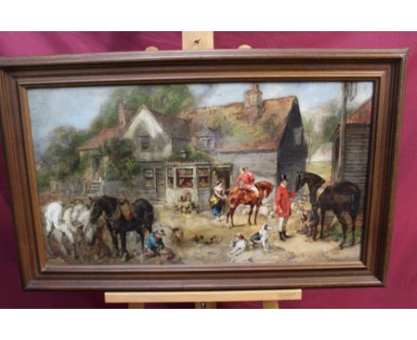 Harden Sidney Melville (act. 1837 - 1881), oil on canvas - a hunting morning, signed, framed, 44cm x 80cm