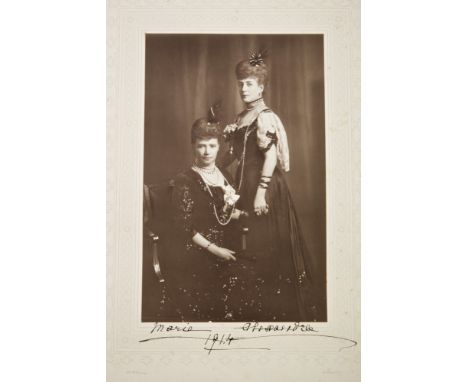 HIH The Dowager Empress Maria Feodovna of Russia and HM The Dowager Queen Alexandra - rare dual signed Presentation portrait 