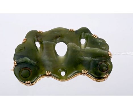 Antique Chinese jade, simply carved on both sides, believed to be a toggle fastening in the form of a bat / butterfly, claw s