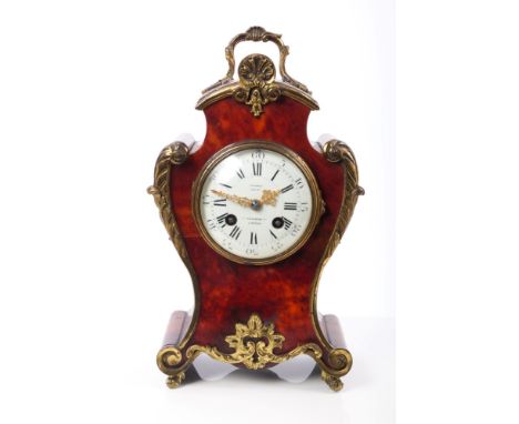 Good quality late 19th century French Louis XIV influence ormolu and tortoiseshell cased mantel clock, with eight day movemen