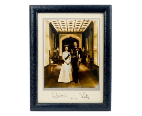 HM Queen Elizabeth II and HRH The Duke of Edinburgh - signed Presentation black and white photograph, signed in ink on mount 