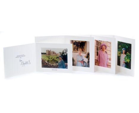 HM Queen Elizabeth The Queen Mother - four signed Royal Christmas cards - 1995, 1996, 1997 and 1998, with gilt embossed crown