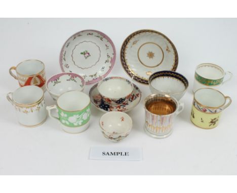 Collection of late 18th / early 19th century tea bowls and coffee cans - mostly English including Worcester and Derby, approx