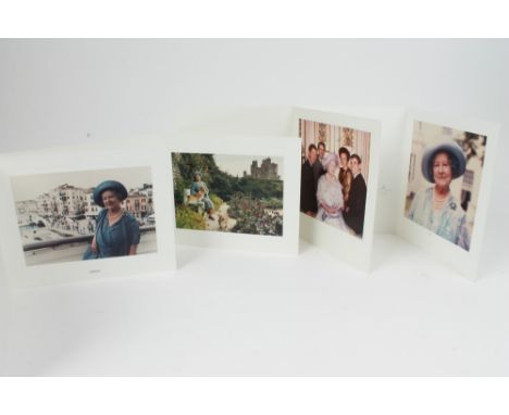 HM Queen Elizabeth The Queen Mother - four signed Royal Christmas cards - 1983, 1984, 1985 and 1986, with gilt embossed crown