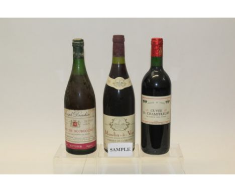 Wine - mixed parcel of 1970s, 1980s and 1990s vintage red wines including:  Moulin-à-Vent 1987 (x 9), Cuvee Du Champfleury (x