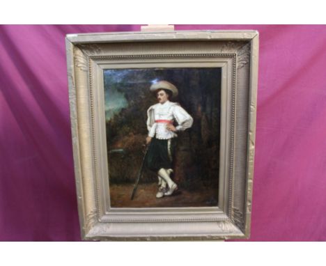 Late Victorian English School oil on canvas - portrait of a Cavalier, bearing monogram, in gilt frame, 53.5cm x 42.5cm