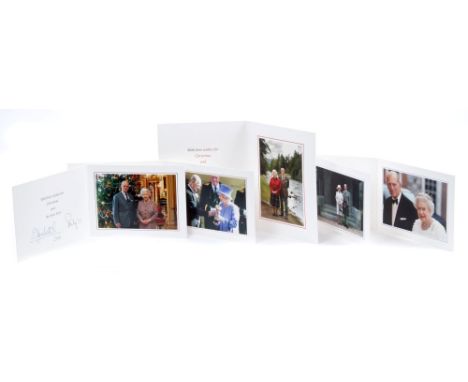 HM Queen Elizabeth II and The Duke of Edinburgh - five Royal Christmas cards - 2008, 2009, 2010, 2011 and 2012, each with twi