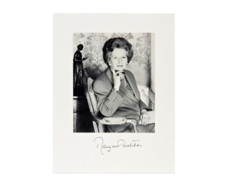 The Right Honourable Margaret Thatcher - Baroness Thatcher LG, OM, PC, FRS. - signed black and white Presentation portrait ph